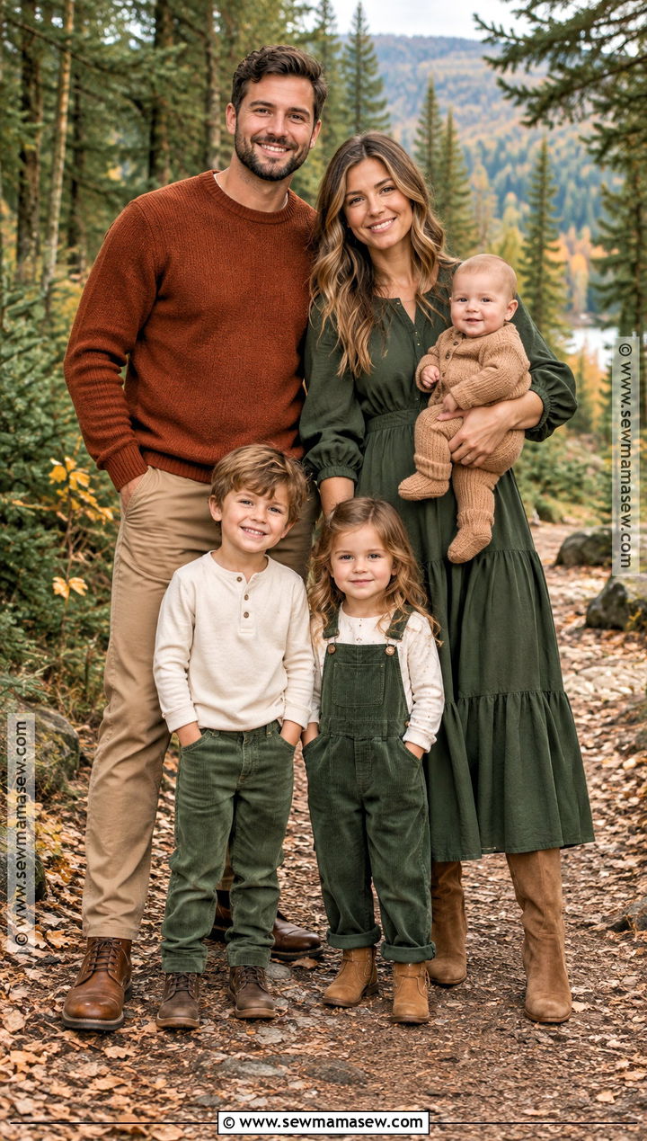 Burnt Orange Forest Green and Camel Family Photo Outfits - 15 fall family pictures outfits color schemes burnt orange