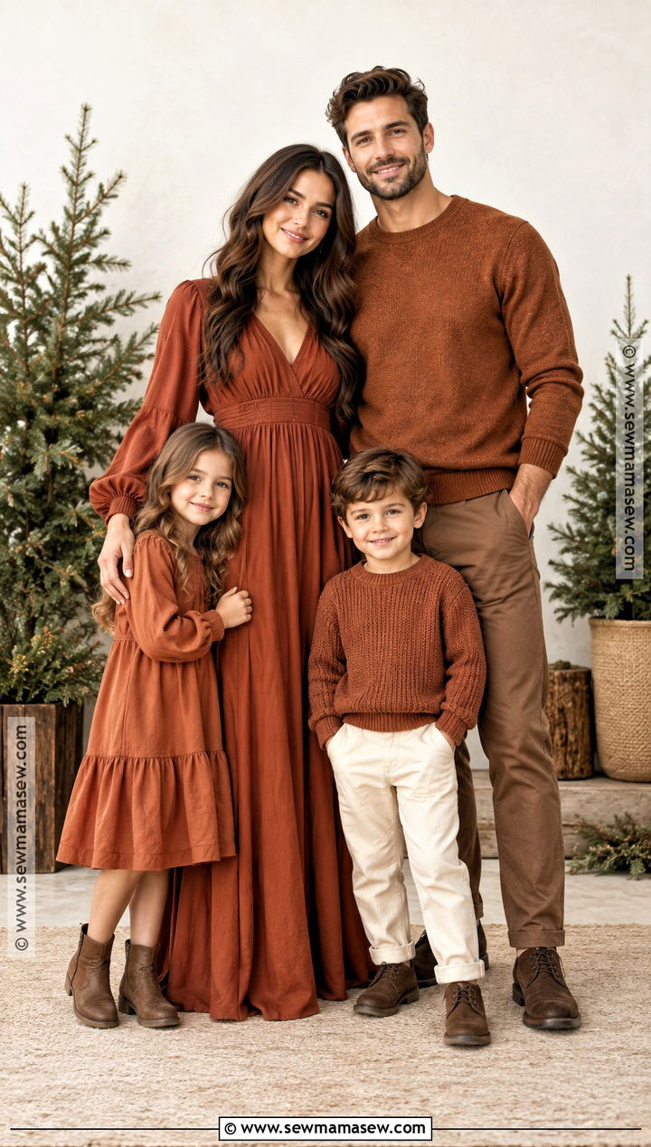 Burnt Orange Monochrome Earth Tone Family Outfits - 15 fall family photo outfits burnt orange