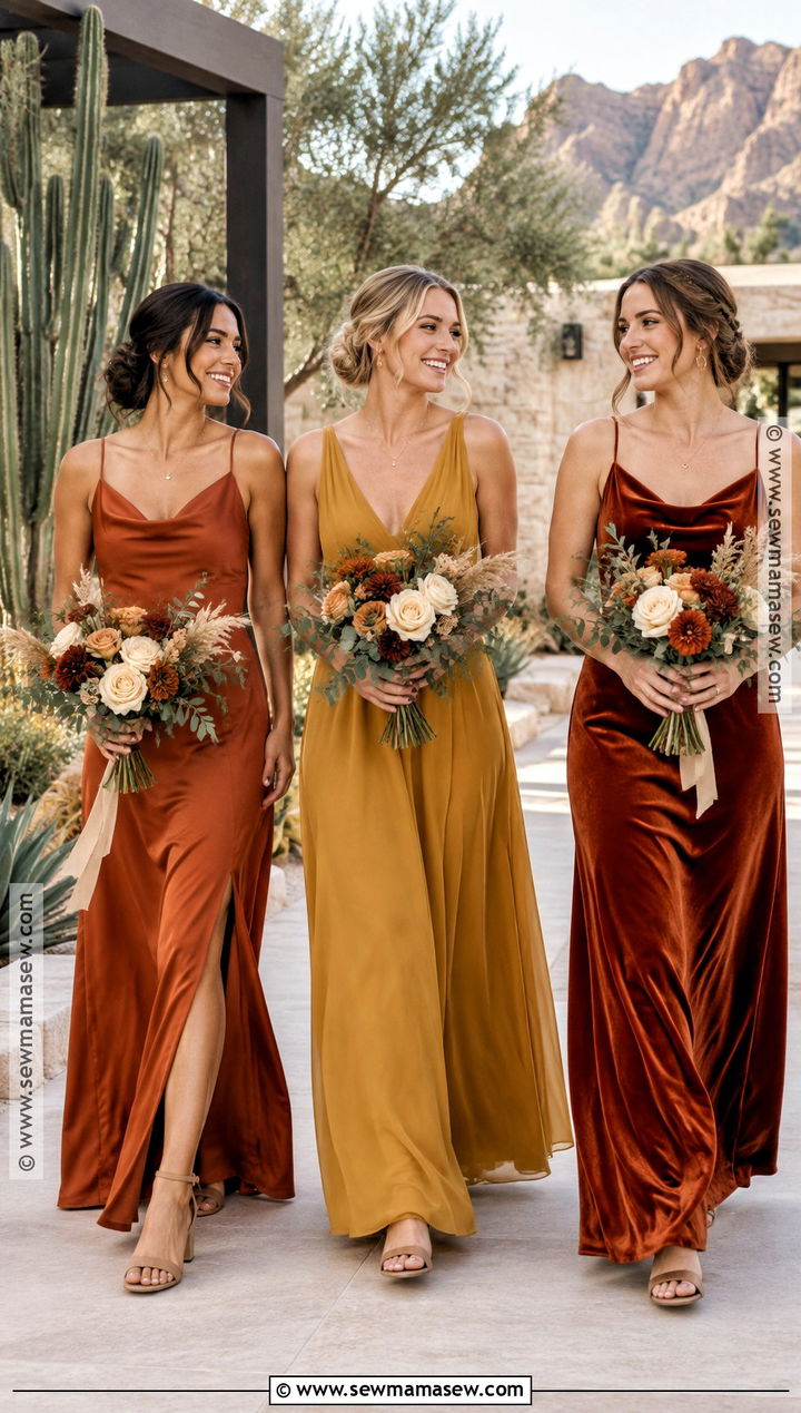Burnt Orange Mustard And Copper Bridesmaid Dresses - 15 Mix And Match Bridesmaid Dresses Fall Color Palettes