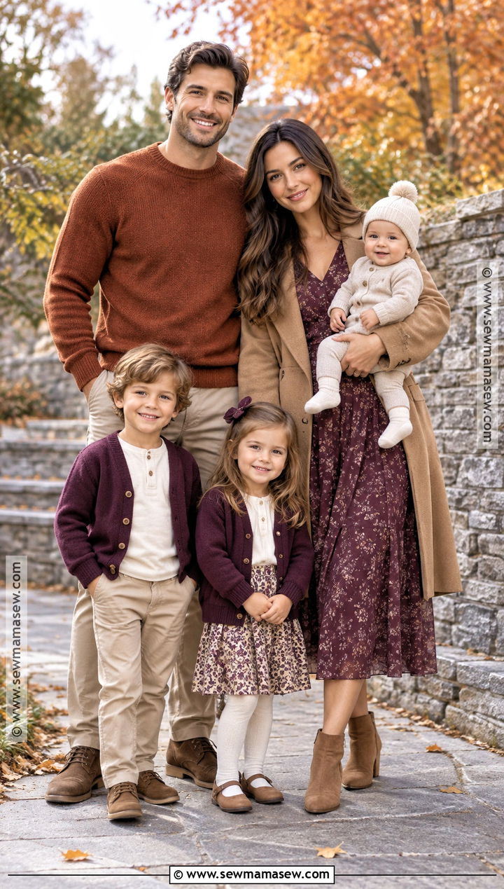 Burnt Orange Plum and Stone Family Photo Outfits - 15 fall family pictures outfits color schemes burnt orange