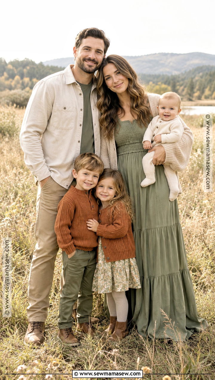 Burnt Orange Sage Green and Beige Family Photo Outfits - 15 fall family pictures outfits color schemes burnt orange