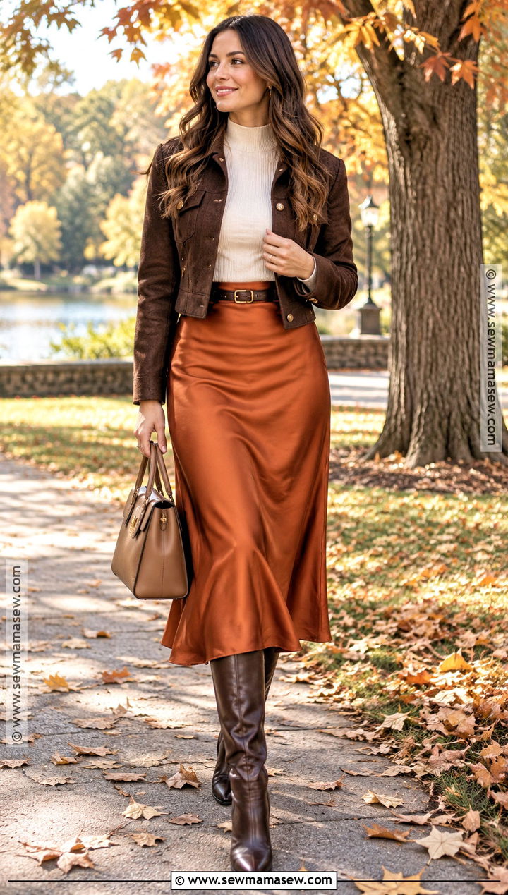 Burnt Orange Skirt Outfit - 15 Fall Colors 2026 Fashion Ideas