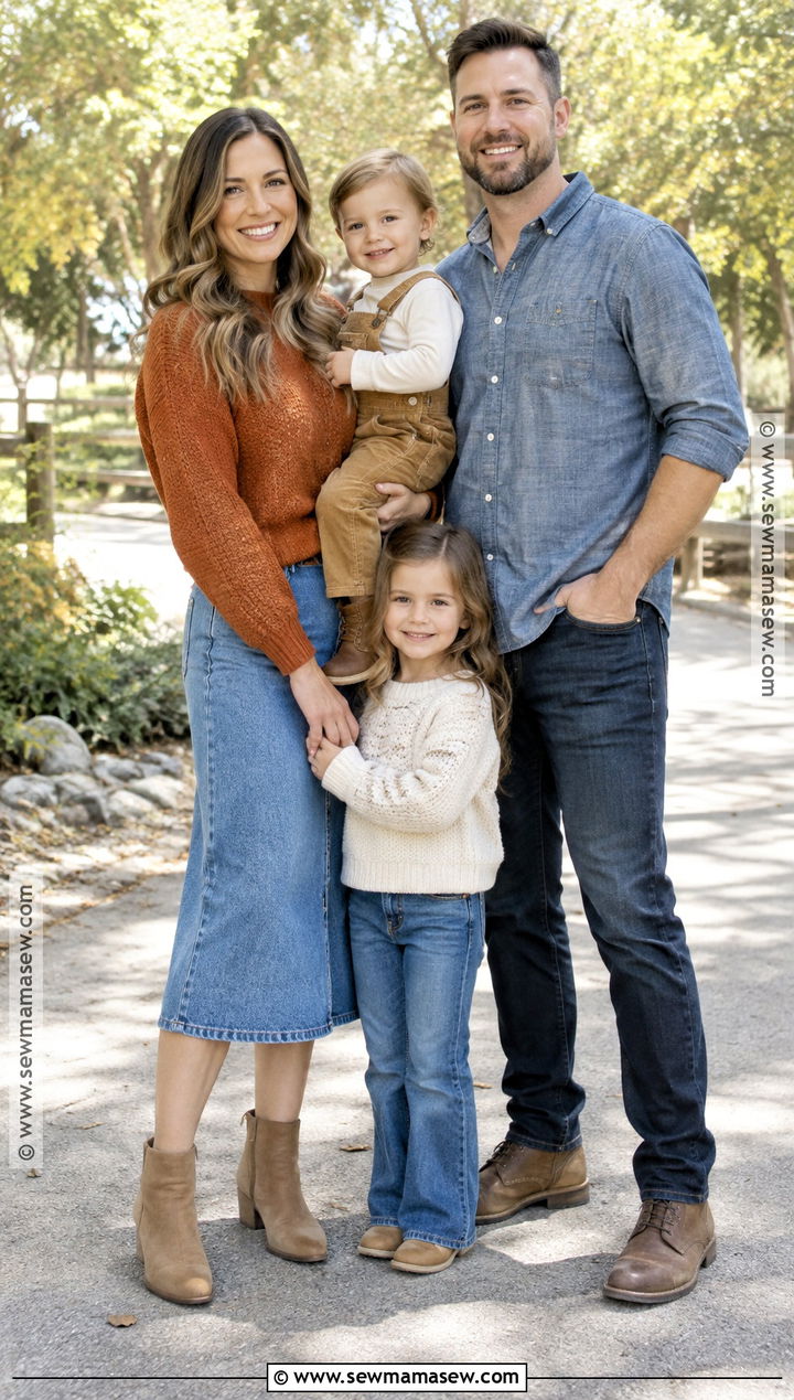 Burnt Orange Sweater With Denim Family Outfits - 15 fall family photo outfits burnt orange