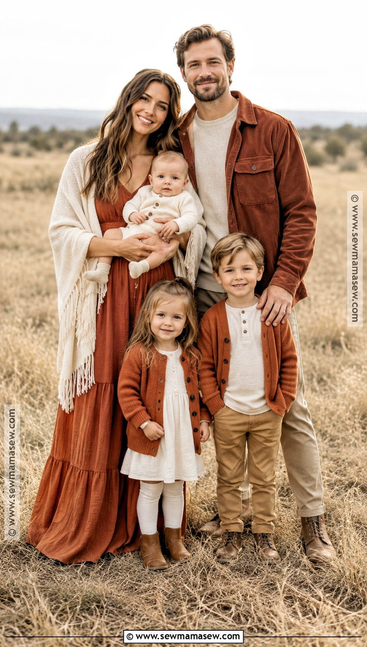Burnt Orange Terracotta and Oatmeal Family Photo Outfits - 15 fall family pictures outfits color schemes burnt orange