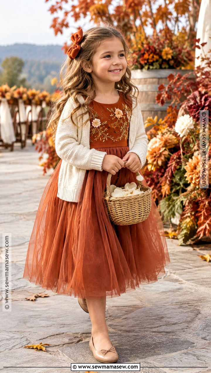 Burnt Orange Tulle Flower Girl Dress - 15 Fall Color Flower Girl Dresses