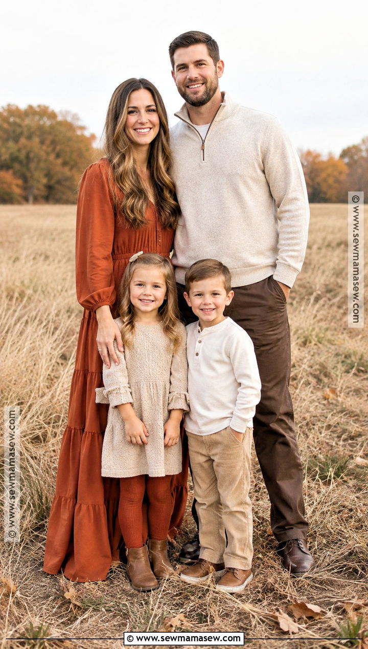 Burnt Orange and Beige Family Outfits - 15 fall family photo outfits burnt orange