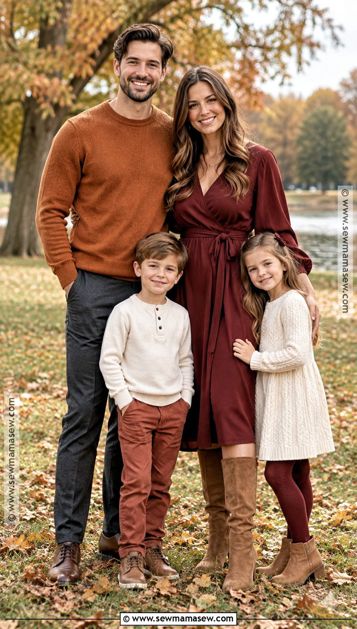 Burnt Orange and Burgundy Family Outfits - 15 fall family photo outfits burnt orange
