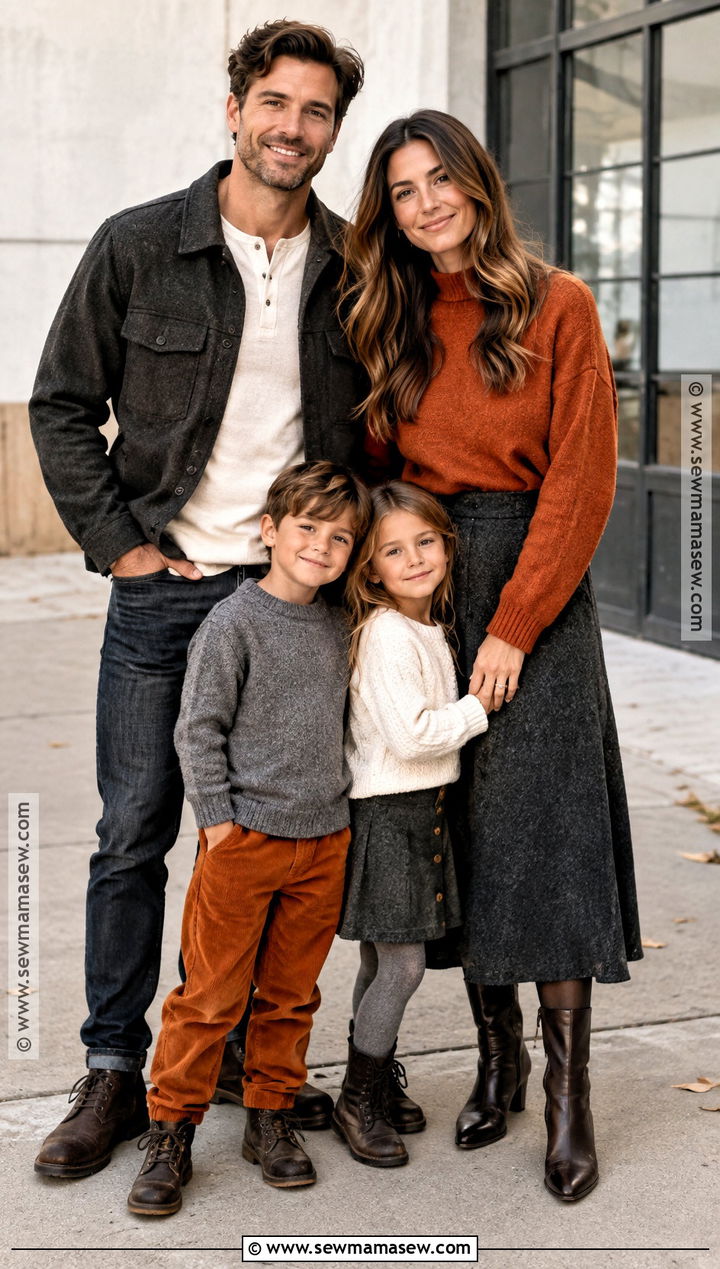 Burnt Orange and Charcoal Fall Family Photo Outfits - 15 Fall 2026 Family Photo Outfits