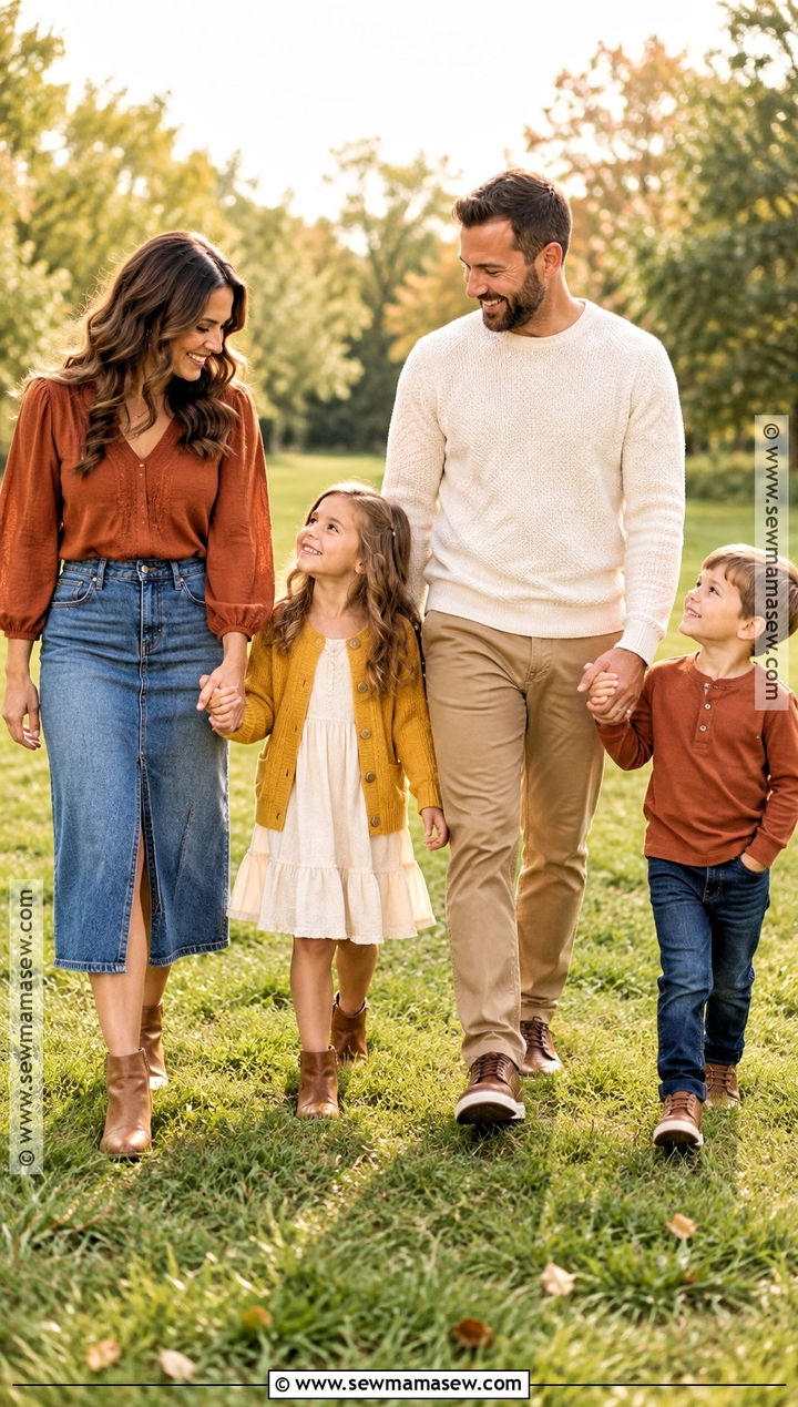 Burnt Orange and Mustard Family Outfits - 15 fall family photo outfits burnt orange
