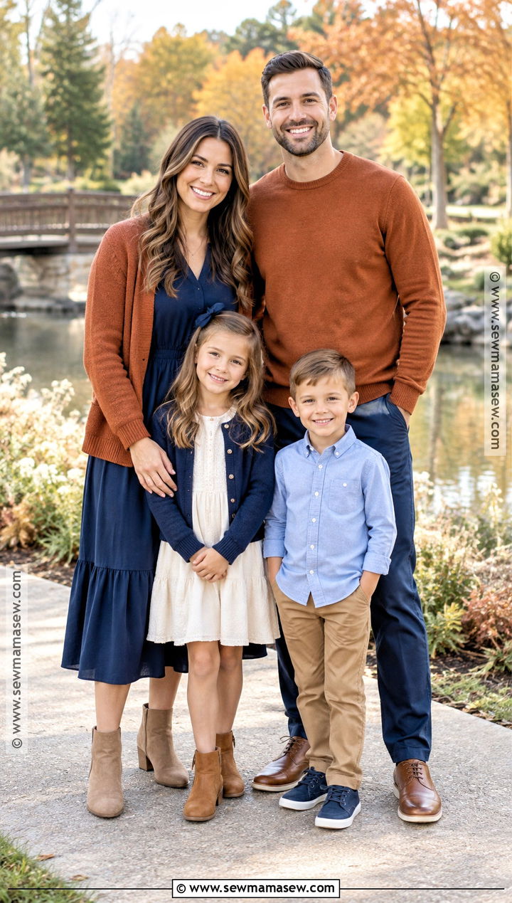 Burnt Orange and Navy Family Outfits - 15 fall family photo outfits burnt orange