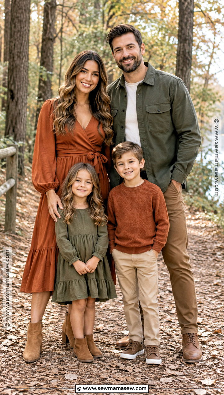 Burnt Orange and Olive Green Family Outfits - 15 fall family photo outfits burnt orange