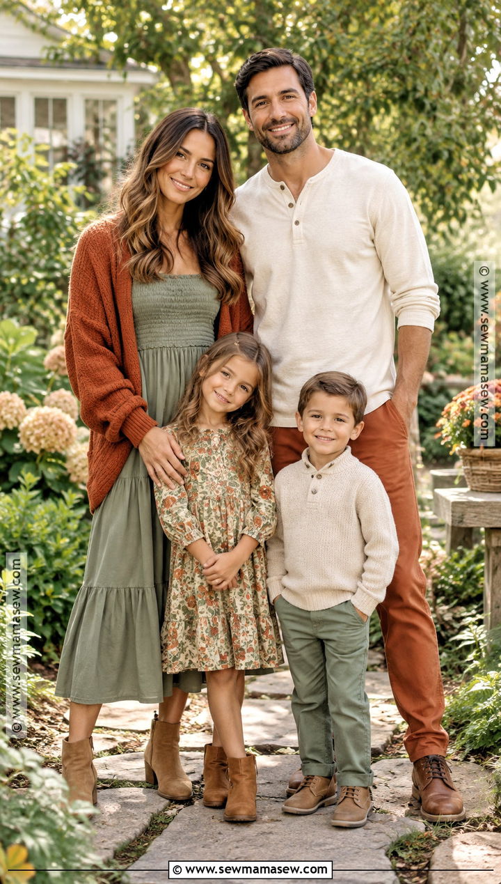 Burnt Orange and Sage Green Family Outfits - 15 fall family photo outfits burnt orange