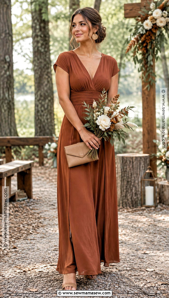Burnt Sienna Crepe Bridesmaid Dress - 15 fall tones bridesmaid dresses