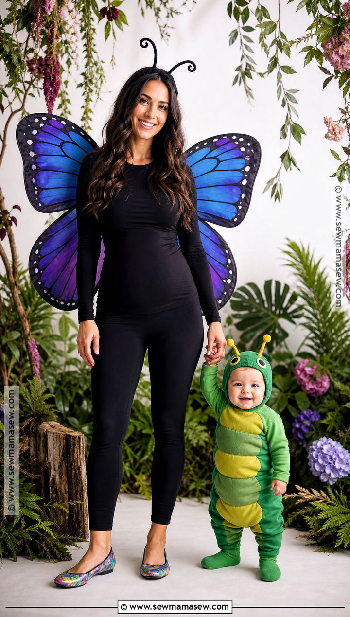 Butterfly And Baby Caterpillar Costume - 35 mom and baby halloween costumes