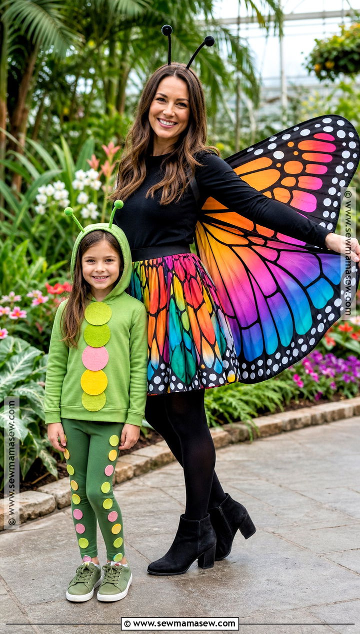 Butterfly And Caterpillar Costume - 35 Mother Daughter Halloween Costumes