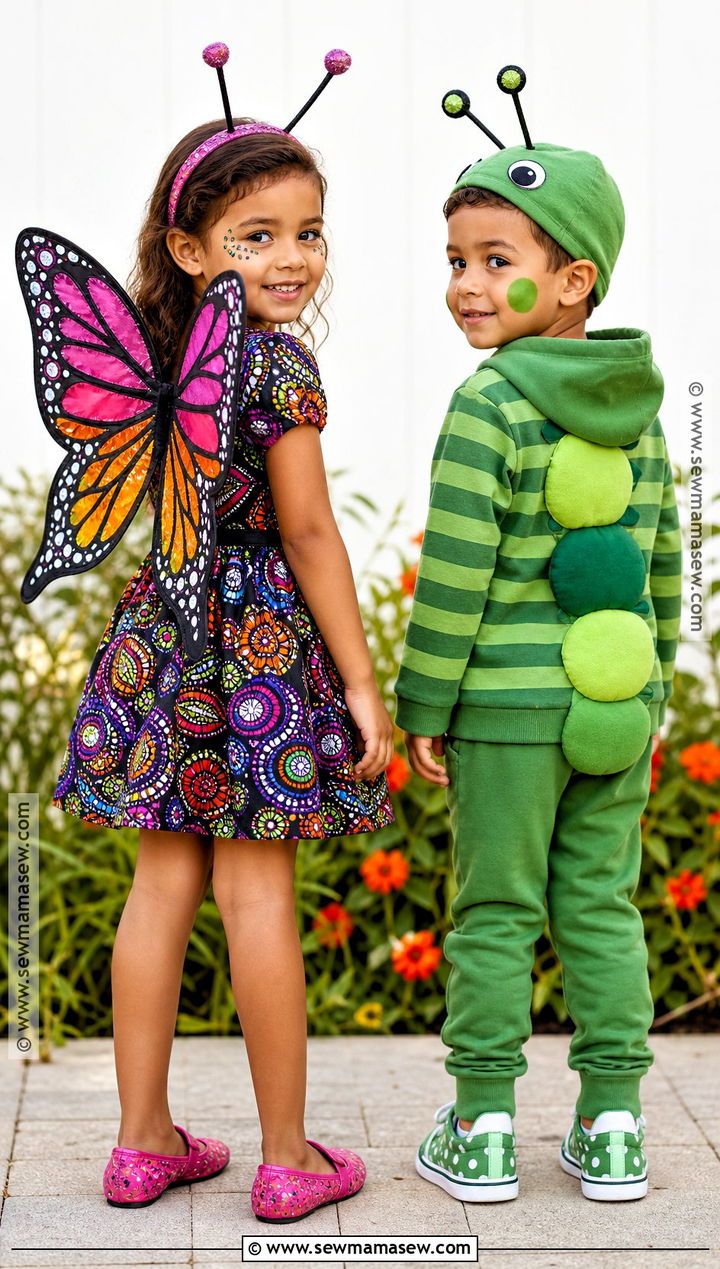 Butterfly And Caterpillar Sibling Costume - 40 sibling halloween costumes