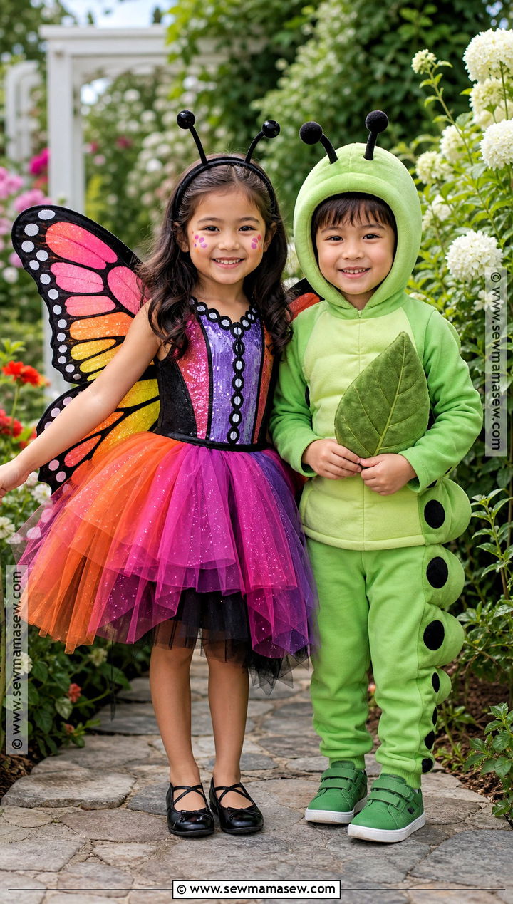 Butterfly And Caterpillar Sibling Costume - 30 sibling halloween costumes boy and for girls