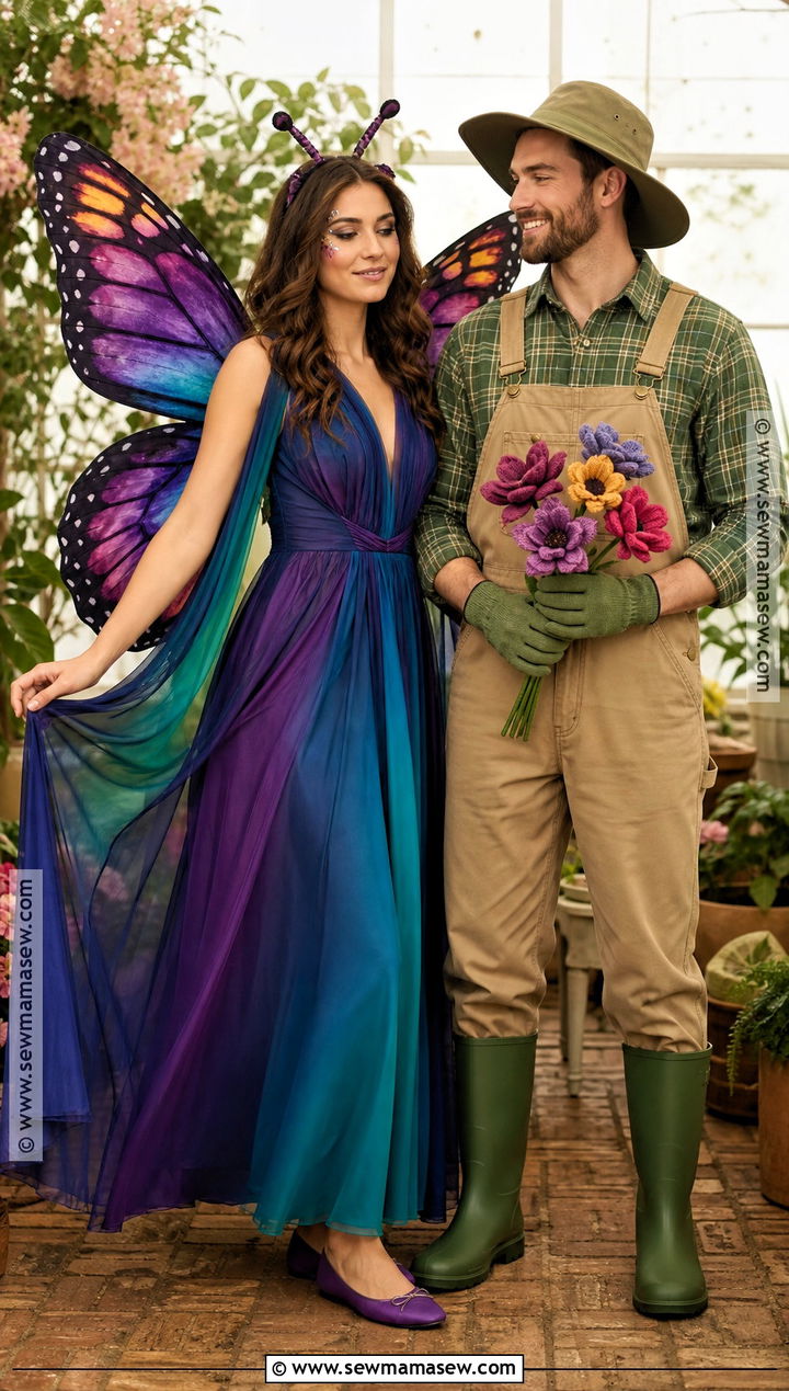 Butterfly And Gardener Couple Costume - 35 cute couple costumes for halloween