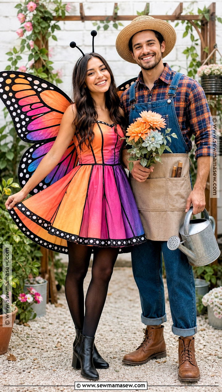 Butterfly And Gardener Couple Costume - 35 easy halloween costumes for couples