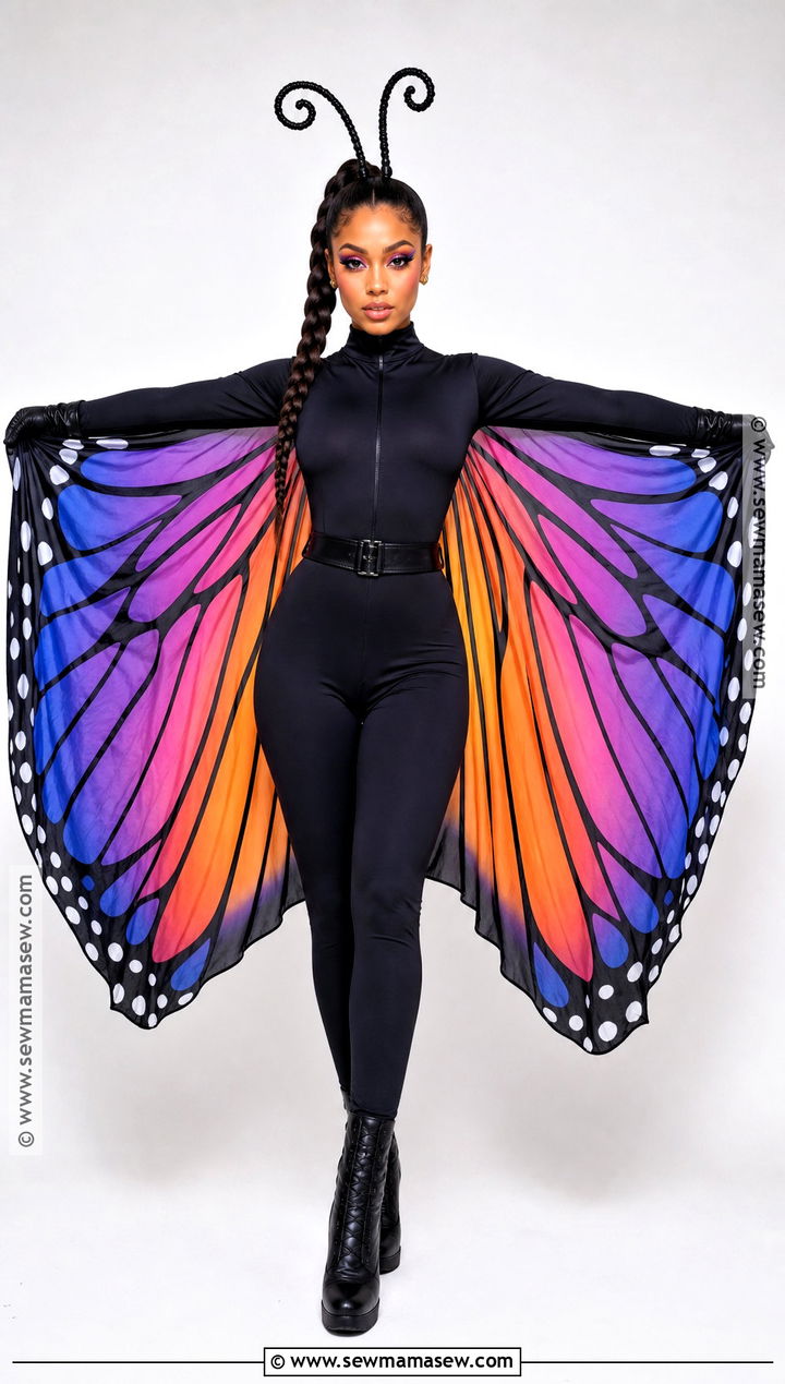 Butterfly Cape Costume With Black Jumpsuit - 30 Butterfly Halloween Costume Ideas for Women