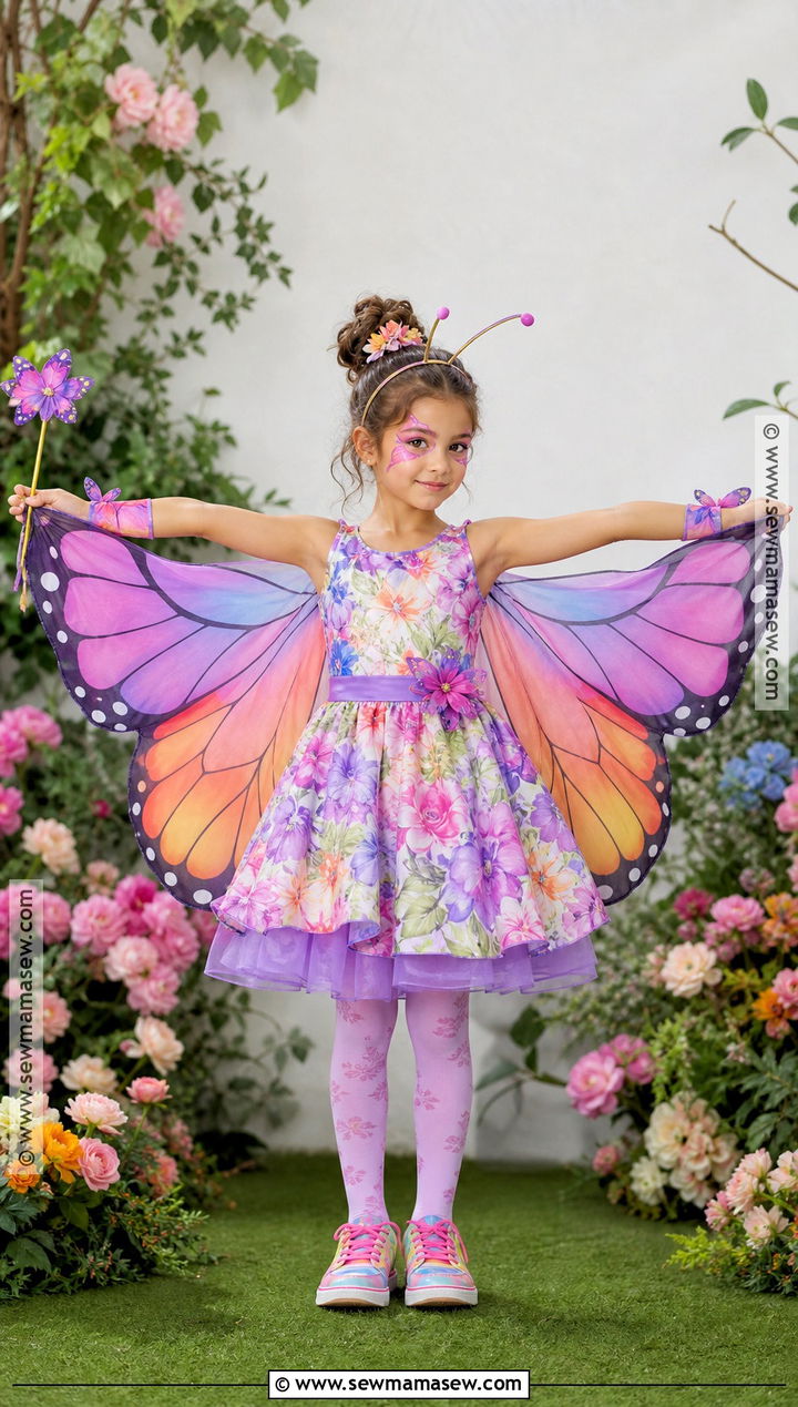 Butterfly Costume With Floral Dress - 30 Cute Girl Halloween Costumes