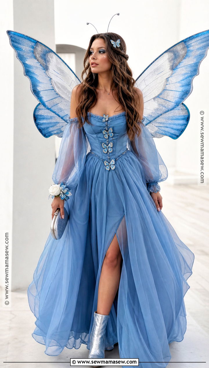 Butterfly Maxi Dress Costume With Sheer Wings - 30 Butterfly Halloween Costume Ideas for Women