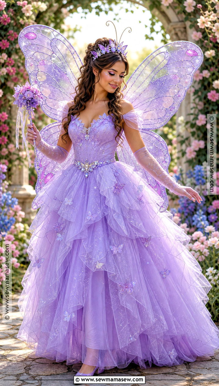 Butterfly Princess Costume With Layered Ball Gown - 30 Butterfly Halloween Costume Ideas for Women