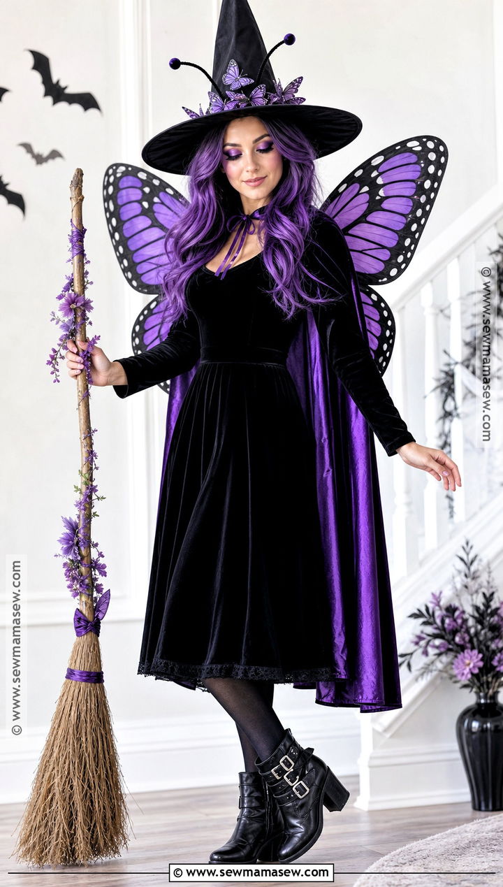 Butterfly Witch Costume With Purple Cape - 30 Butterfly Costume Women's Ideas