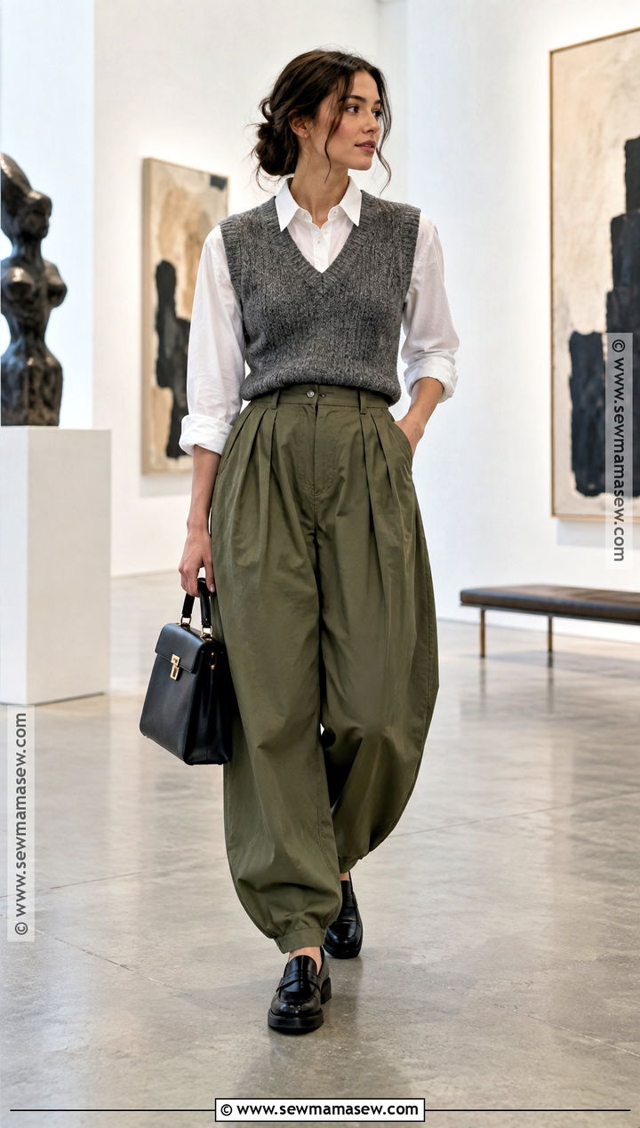 Button Down Shirt And Balloon Pants Fall Outfit - 25 fall fits aesthetic