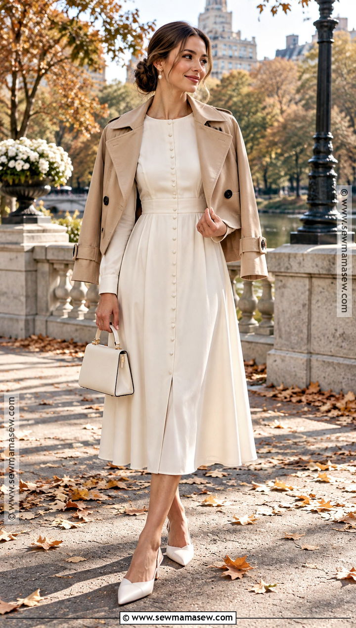 Button Front Wedding Dress With Flats - 15 Casual Wedding Dress Fall Ideas