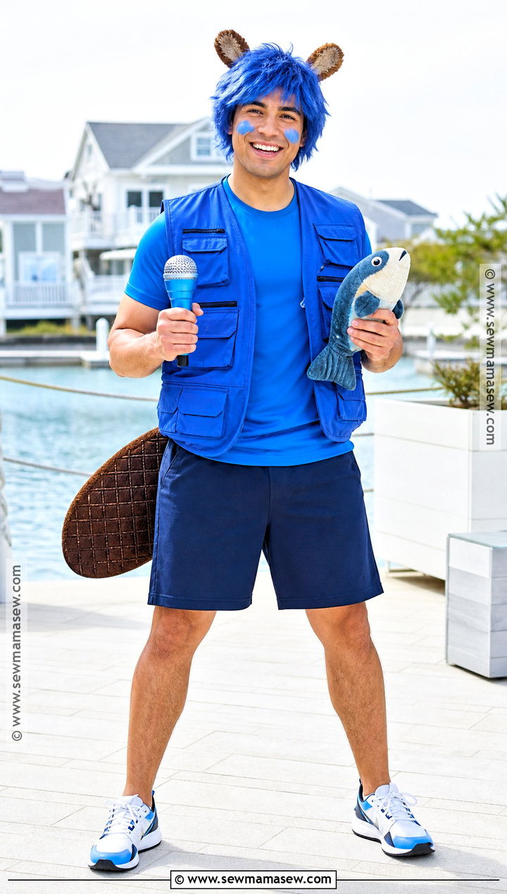 C J Cosplay With Fishing Vest - 30 animal crossing cosplay ideas