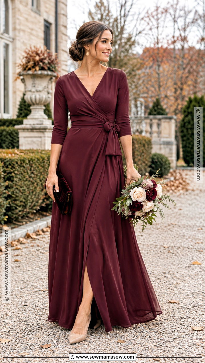 Cabernet Wrap Fall Bridesmaid Dress - 25 fall wedding bridesmaid dresses