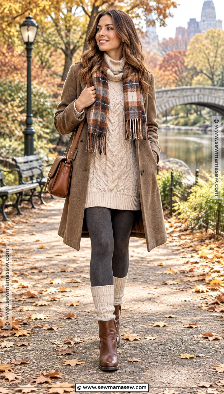 Cable Knit Autumn Socks With Ankle Boots And Sweater Dress - 20 Autumn Socks Ideas