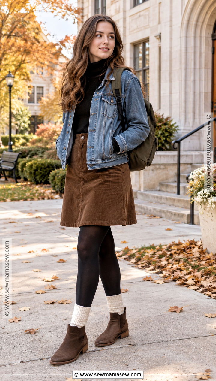 Cable Knit Socks With Corduroy Skirt And Ankle Boots - 15 Back To School Sock Ideas