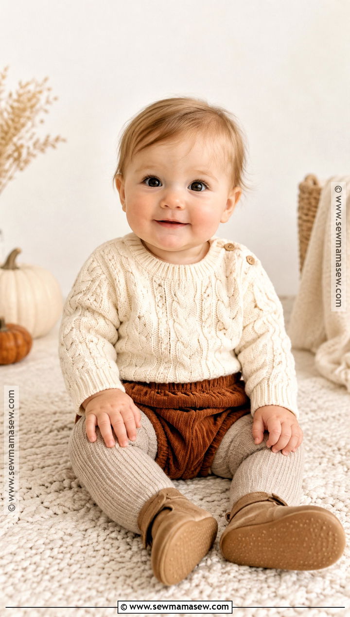 Cable Knit Sweater And Bloomers Fall Baby Outfit - 20 fall baby outfits