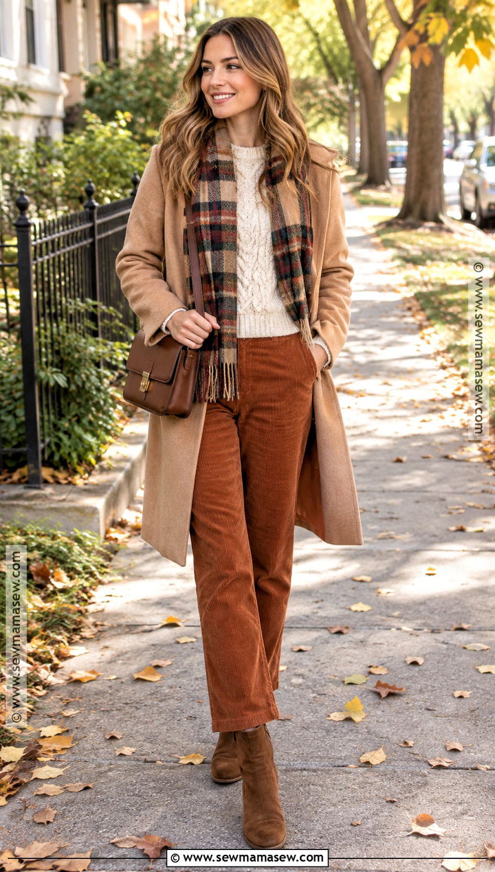 Cable Knit Sweater And Corduroy Pants Outfit - 25 capsule wardrobe 2026 fallwinter ideas