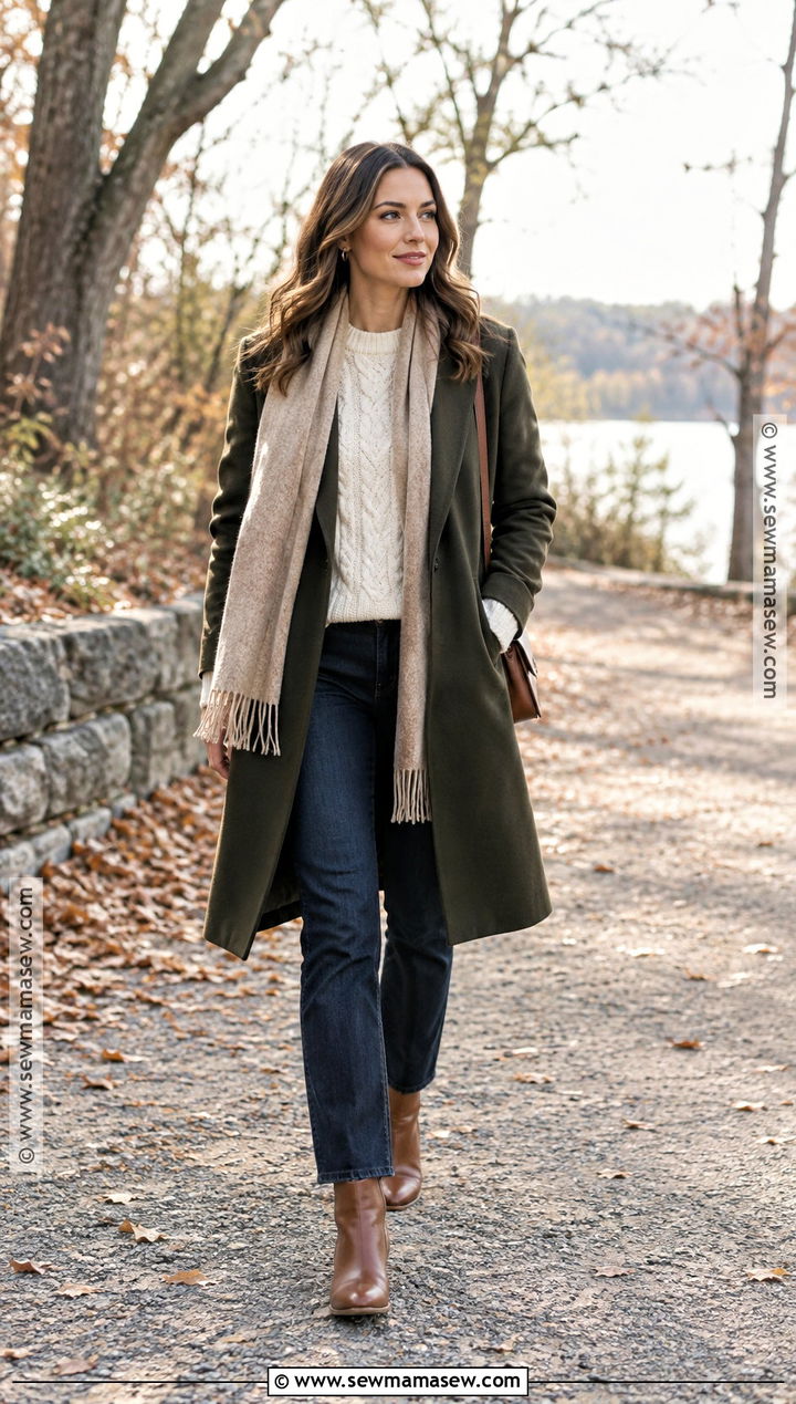 Cable Knit Sweater And Dark Jeans Outfit - 15 november engagement photos outfits