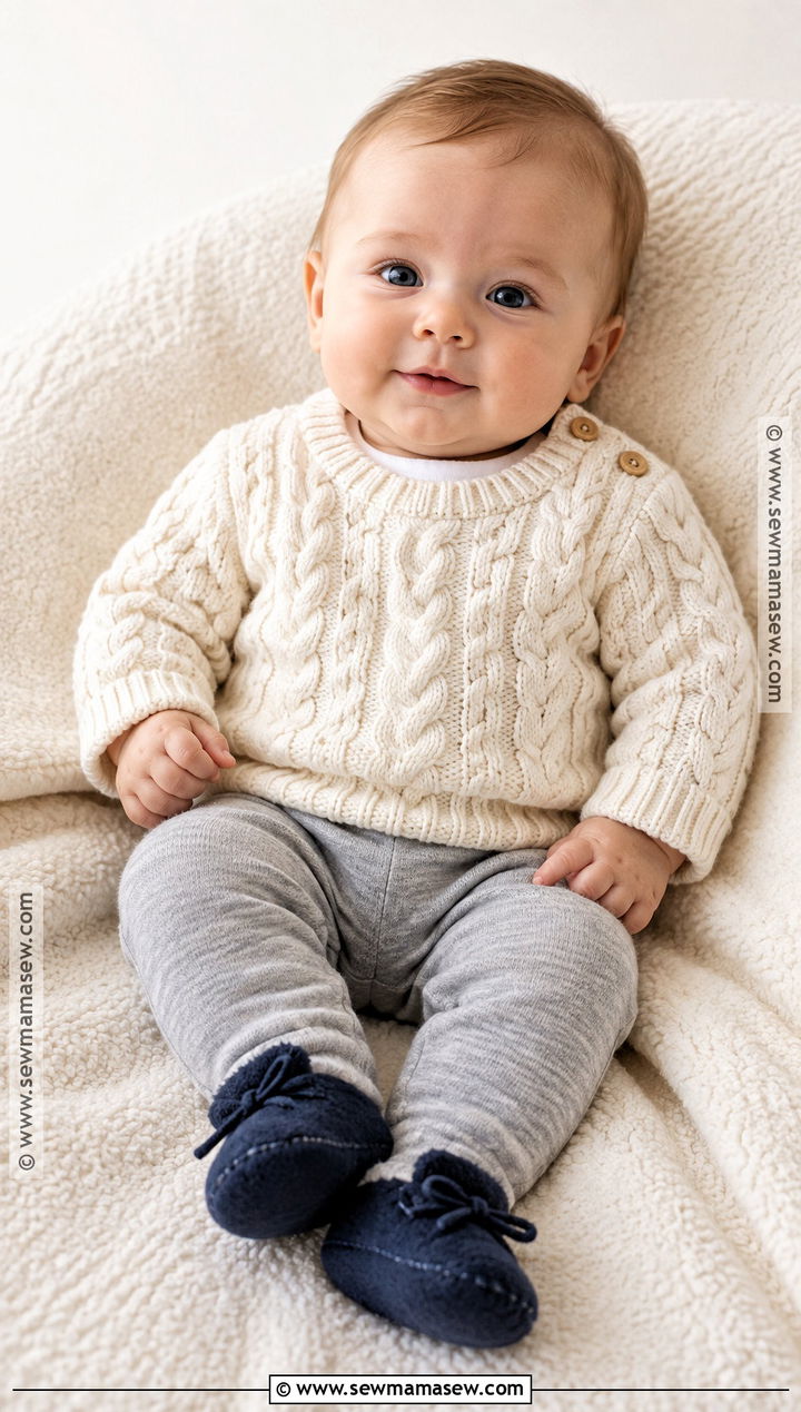 Cable Knit Sweater And Gray Pants Baby Boy Fall Outfit - 15 Baby Boy Fall Outfits 0-3 Months