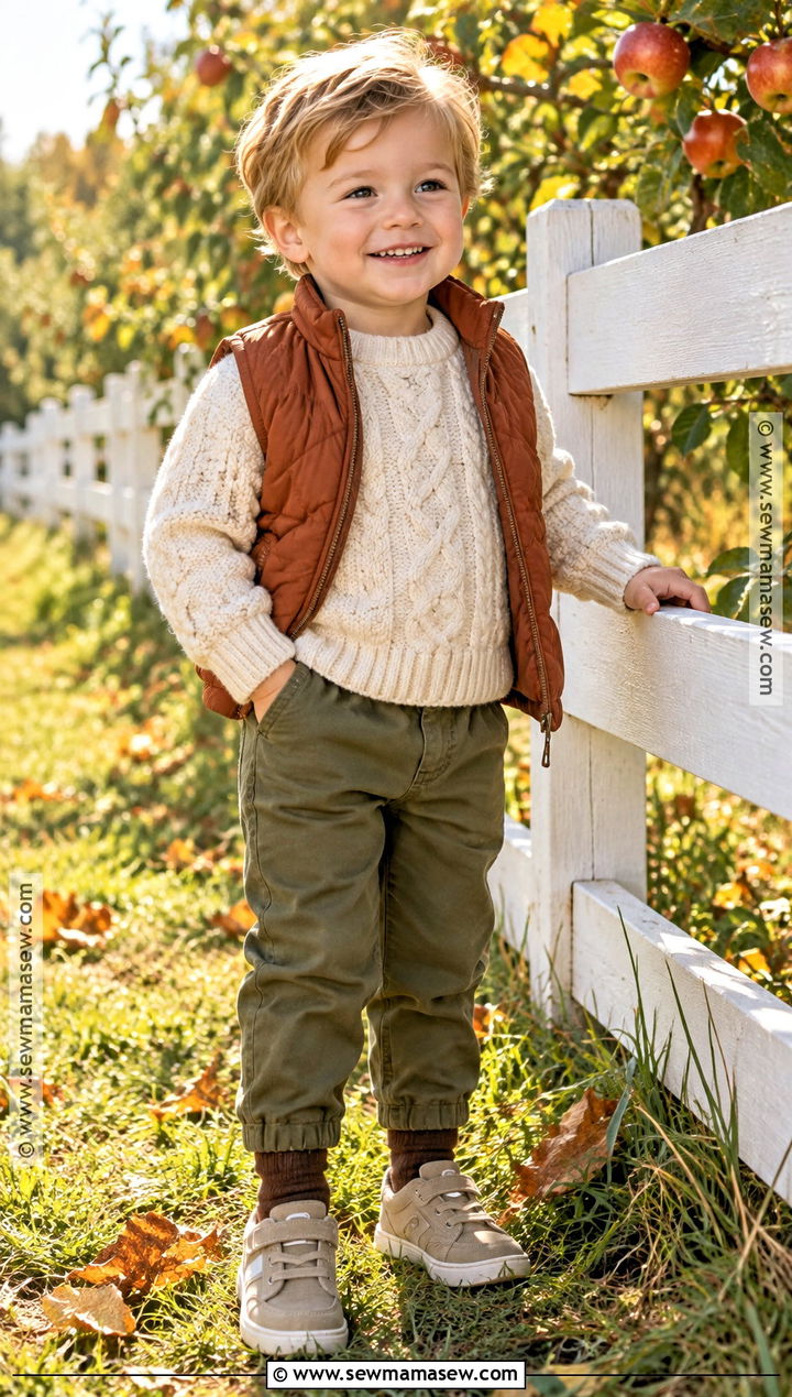 Cable Knit Sweater And Twill Pants Toddler Fall Outfit - 25 fall toddler outfits