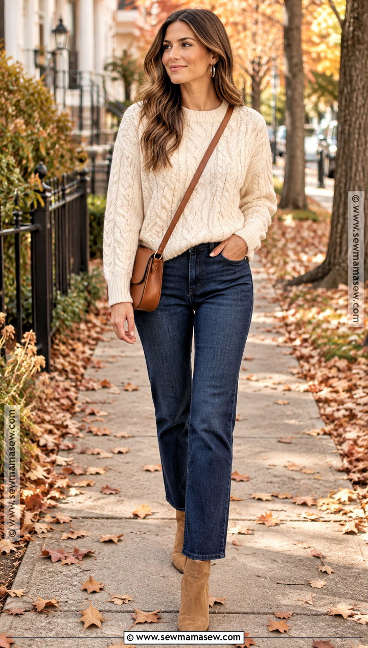 Cable Knit Sweater Fall Outfit - 15 warm cozy fall outfits