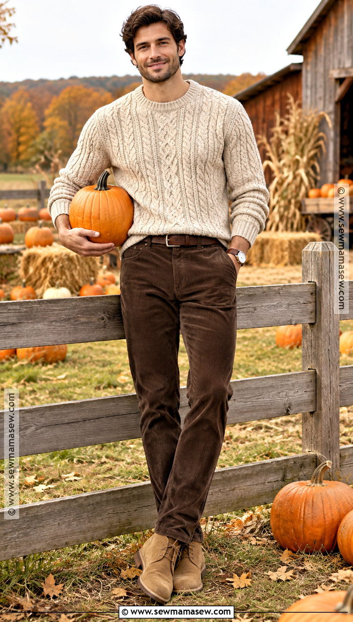 Cable Knit Sweater Pumpkin Patch Outfit - 25 pumpkin patch outfit ideas for men