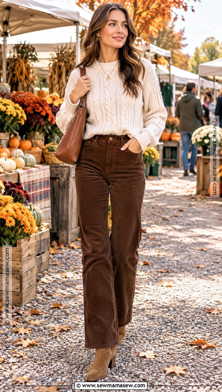Cable Knit Sweater With Corduroy Pants - 15 comfy fall sweaters