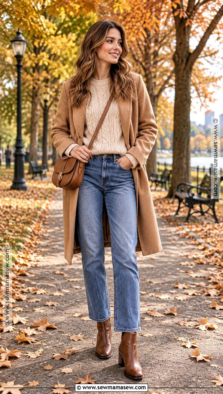 Cable Knit Sweater With Straight Leg Jeans - 15 autumn knitwear outdoors ideas