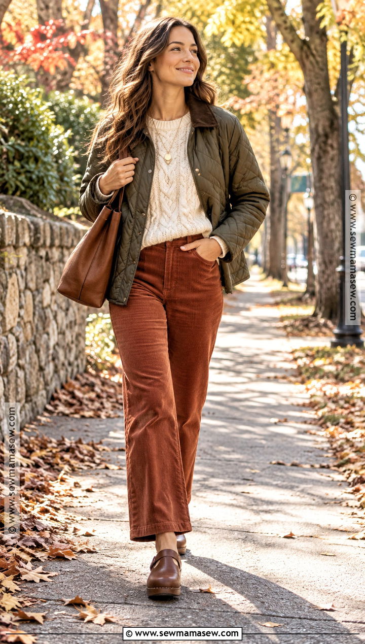 Cable Knit Top With Corduroy Pants - 15 Fall Fashion Knit Top Ideas
