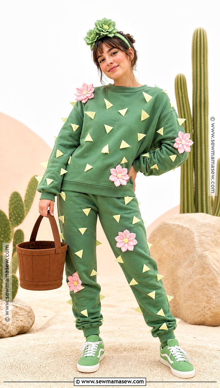 Cactus Costume With Felt Spikes - 30 Easy Homemade Halloween Costumes