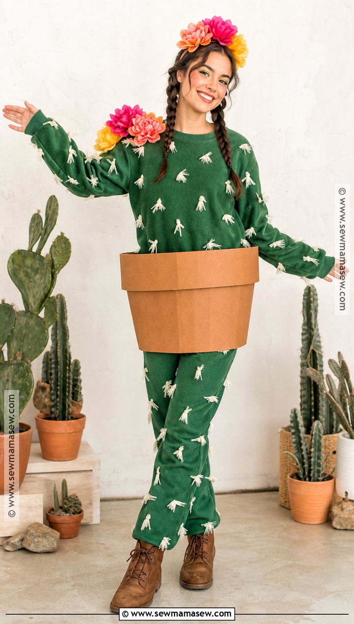 Cactus Costume With Green Clothes - 30 at home costume ideas