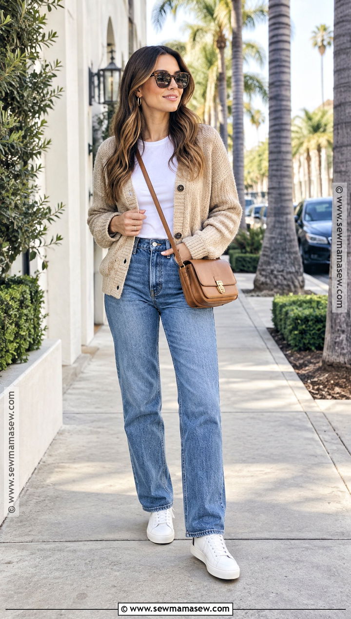 California Fall Cardigan And Jeans Outfit - 15 California Fall Outfits 2026
