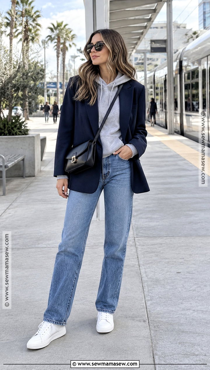 California Fall Hoodie And Blazer Outfit - 15 California Fall Fashion Ideas