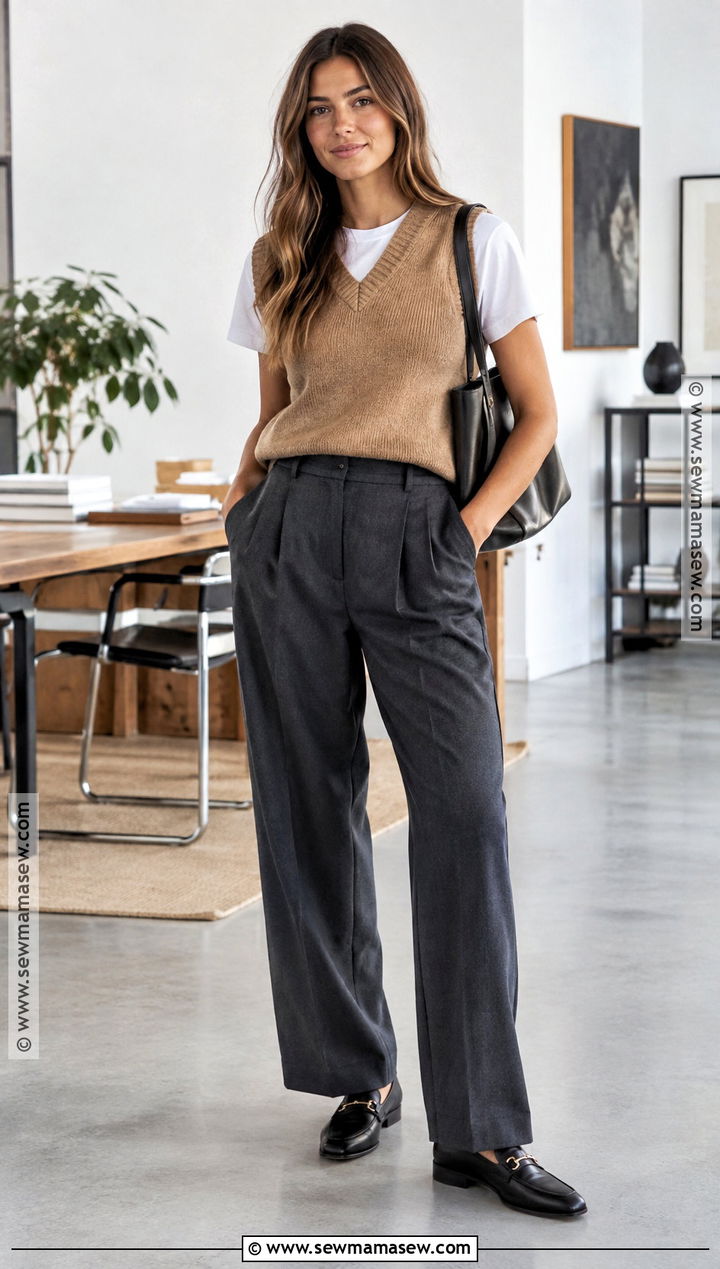 California Fall Sweater Vest And Trousers Outfit - 25 california fall outfits