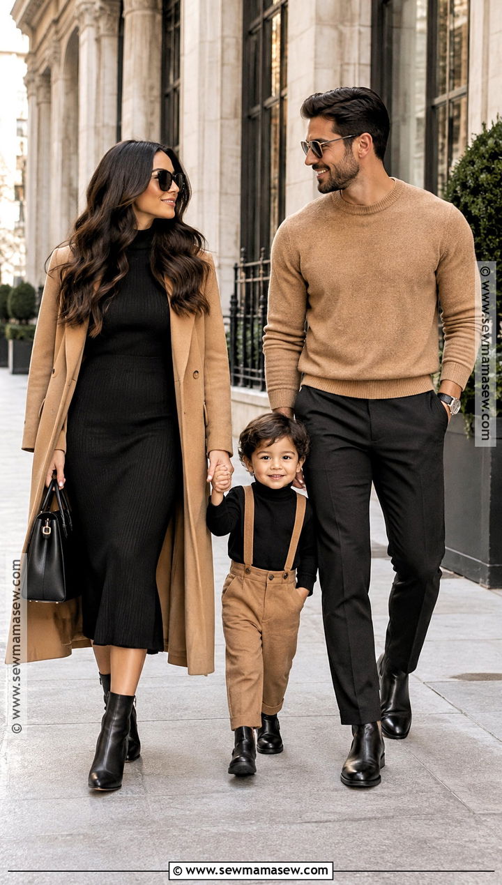 Camel And Black Fall Family Of 3 Photo Outfit - 20 fall family of 3 photo outfits